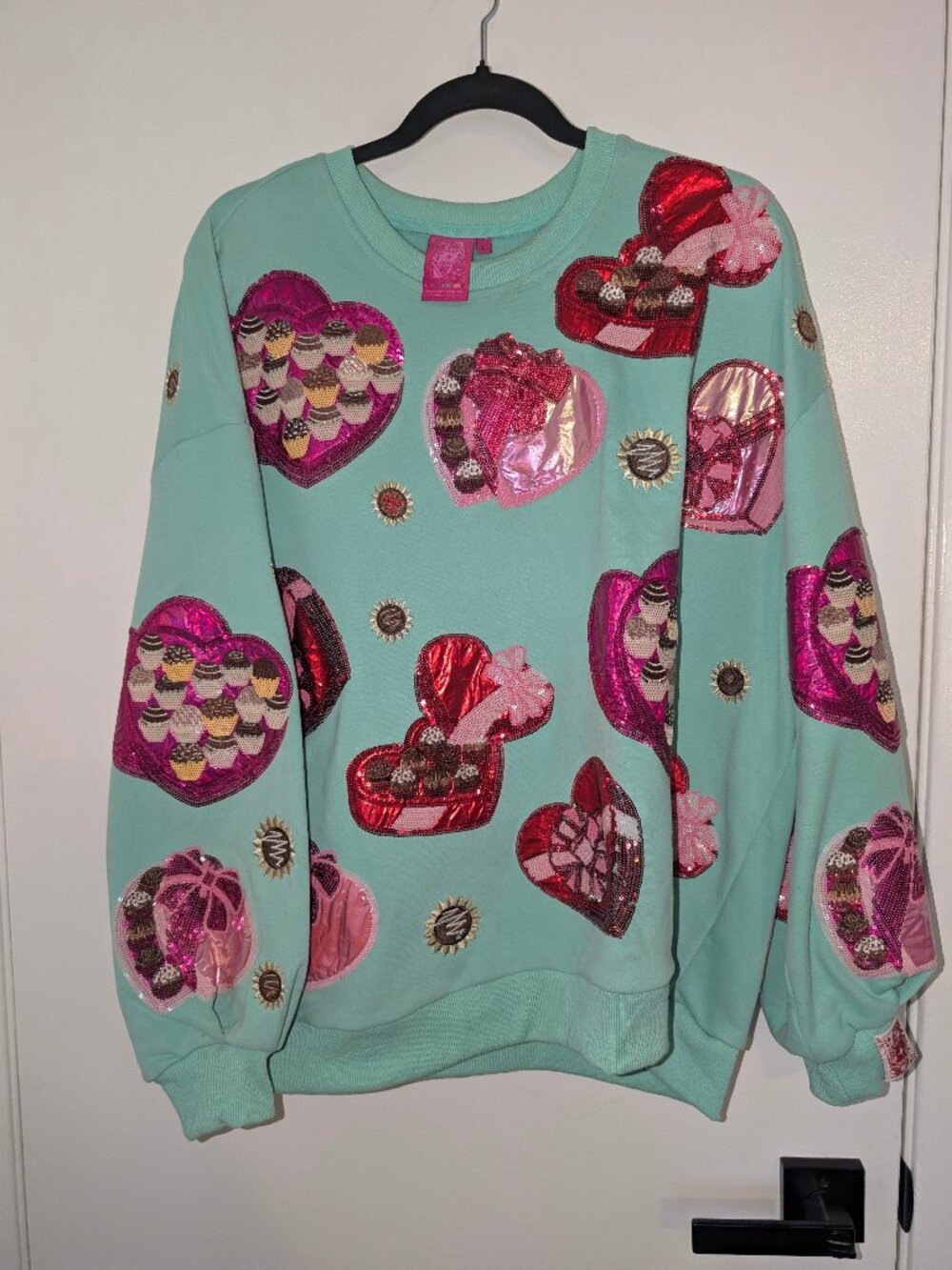 QUEEN OF SPARKLES  Valentine Sequin Heart Candy Size XL VERY RARE!   NEW W/O TAG